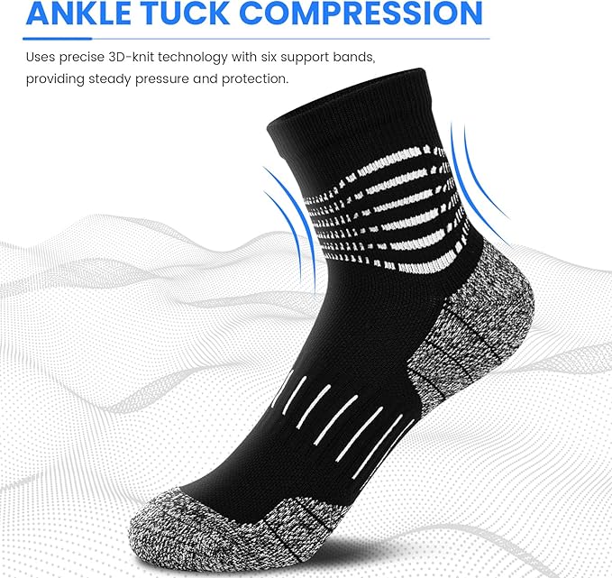 IRAMY Ankle Compression Socks for Women Men Plantar Fasciitis Relief 3/5 Pairs Cushioned Athletic Running Socks