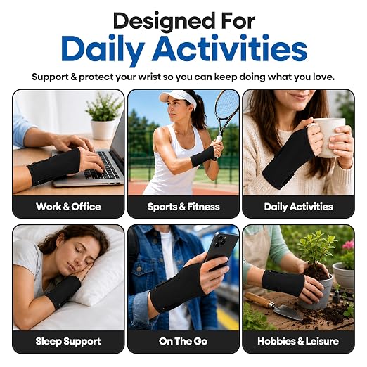 Carpal Tunnel Wrist Brace Night Support | Arm Brace Wrist Guard | Wrist Splint & Hand Brace | Carpal Tunnel Syndrome & Wrist Tendonitis Pain Relief Forearm Compression | Men Women (Right Wrist Brace)