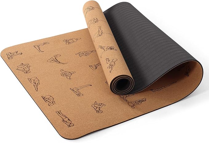 Umineux Cork Yoga Mat 1/4 & 2/5 Inch Thick 72 x 26 in | Thick Cork and TPE Non Slip Yoga Mats for Women Men, Sweat Proof, Sustainable, Great for Hot Yoga & Workouts