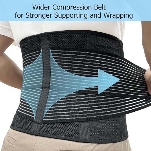 TESETON Back Brace for Women and Men, Back Support Belt for Lifting at Work, Back Stretcher for Lower back Pain Relief, Scoliosis, Sciatica,Herniated Disc,Protect Belt,03 Black XXXL