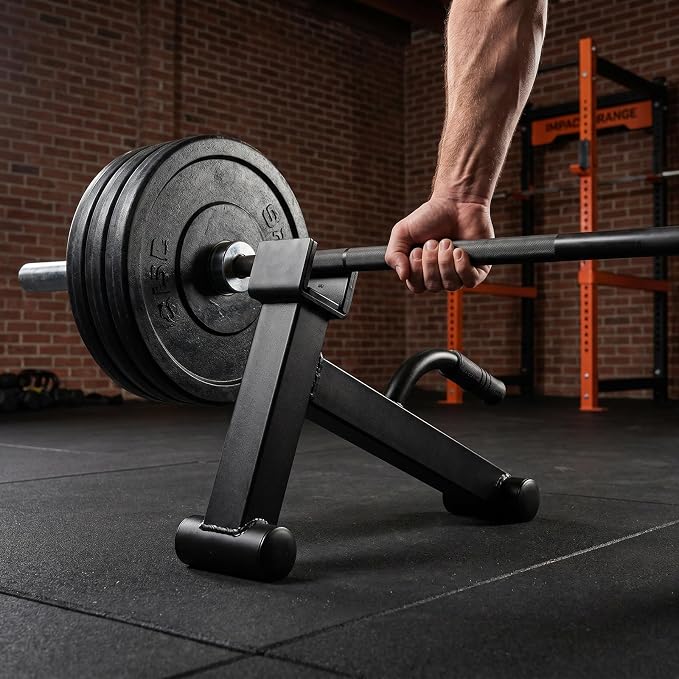 Deadlift Jack Barbell Stand, 600 LB Capacity | Heavy Duty Carbon Steel, Non-Slip Handle, Barbell Plate Loading Unloading Tool For Deadlift, Squat, Weightlifting & Home Gym