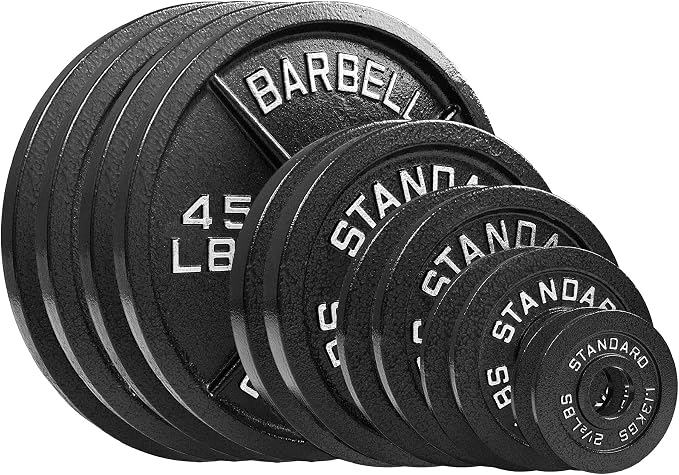 Steel Olympic Plates 265lb Set - Olympic Standard Premium Coated 2.5lb, 5lb, 10lb, 25lb, and 2x 45lb Pairs for Weight Lifting Powerlifting