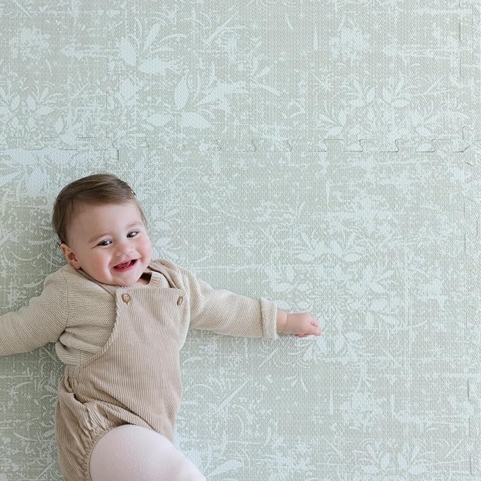 Little Landings Baby Play Mat for Floor - Eden (6x6ft) - Premium EVA Foam Play Mat for Babies & Toddlers (Ages 0-5+) - Non-Toxic Playmat for Tummy Time, Crawling & Playroom - Stylish & Comfortable