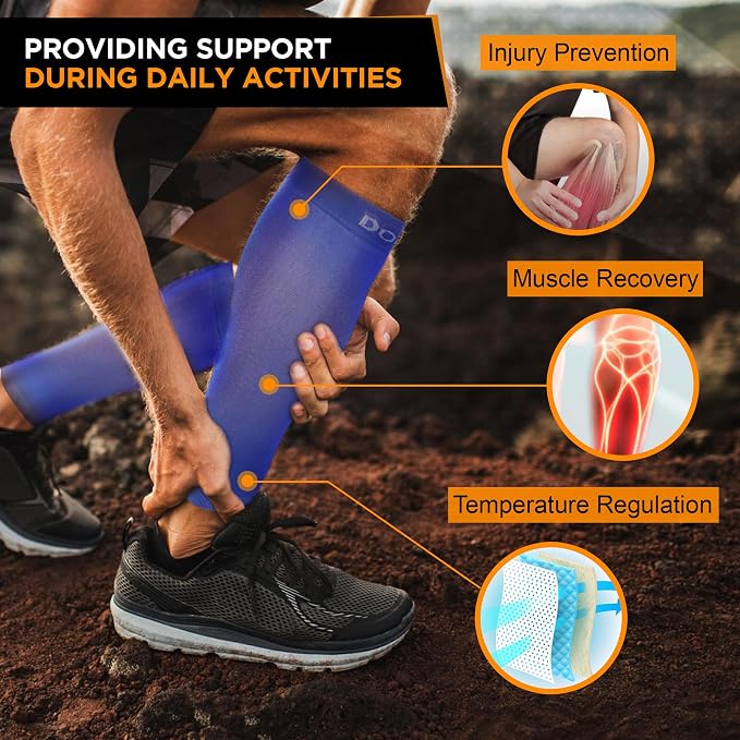 Doc Miller Compression Calf Sleeve for Men & Women, 20-30mmHg | Graduated Support for Running, Shin Splints, Calf Strain, Knee High, Small to 6XL Plus Size