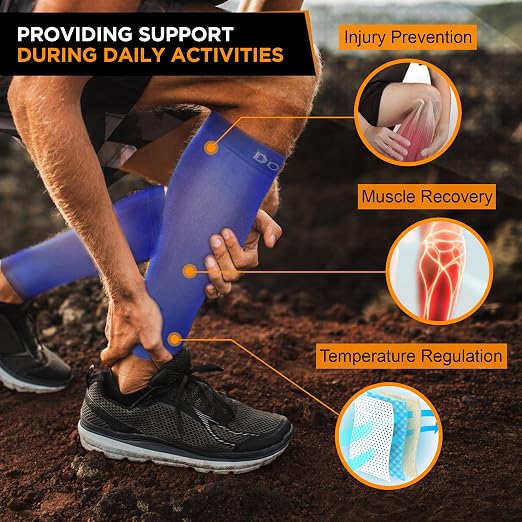 Doc Miller Calf Compression Sleeves 30-40 mmHg for Men & Women, 1 Pair | Knee High, Medical Grade, Footless Compression Socks, Shin Splints, Leg Swelling, Varicose Veins, Wide Calf, Nurses, Recovery