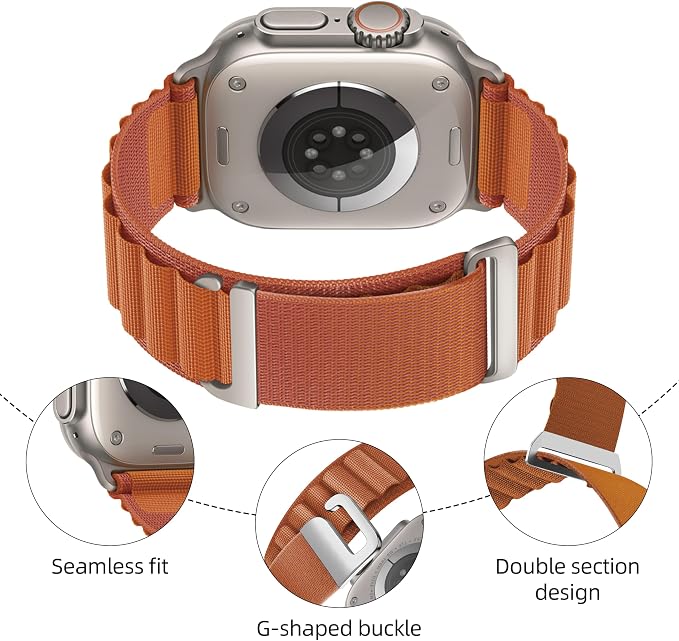 Alpine Nylon Sport Bands Compatible with Apple Watch Ultra Band 49mm 46mm 45mm 44mm 42mm Men Women, Stretch Loop Strap with D-Hook for iWatch Series 10 Ultra SE 9 8 7 6 5 4 3 2 1 (Terracotta, 38mm/40mm/41mm/42mm(Series 10))