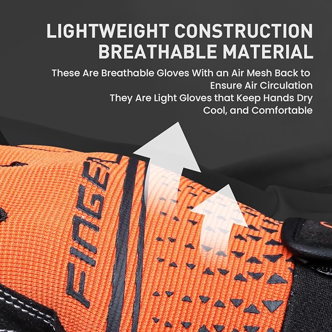 FINGER TEN Workout Gloves Full Finger with Padding 1 Pair | Shock Absorbing Palm Support, Non-Slip Extra Grip Control, Breathable Flexible Fit, for Exercise Weight Lifting Fitness