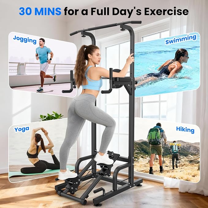 RELIFE REBUILD YOUR LIFE Power Tower Pull Up Bar Station Workout Dip Station for Home Gym Strength Training Fitness Equipment