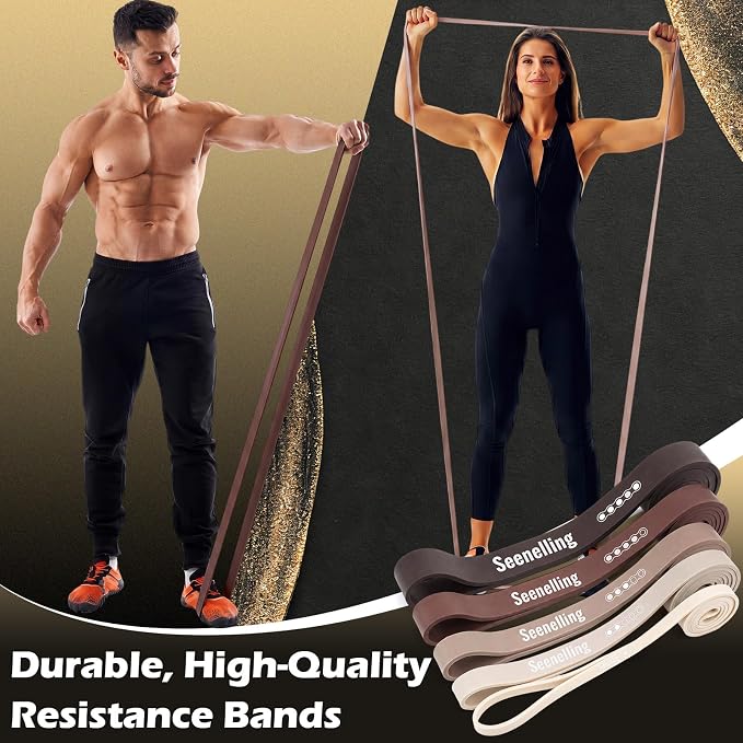 Seenelling Resistance Bands for Exercise Working Out, Pull-Up Assistance Full-Body Training Bands for Women Men Home Workouts, Physical Strength Training