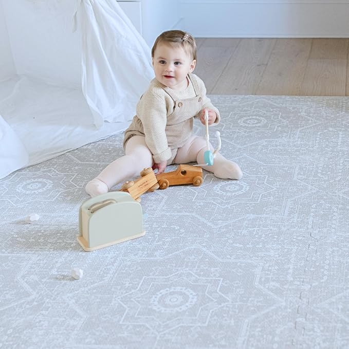 Little Landings Baby Play Mat for Floor - Layla (6x8ft) - Premium EVA Foam Play Mat for Babies & Toddlers (Ages 0-5+) - Non-Toxic Playmat for Tummy Time, Crawling & Playroom - Stylish & Comfortable