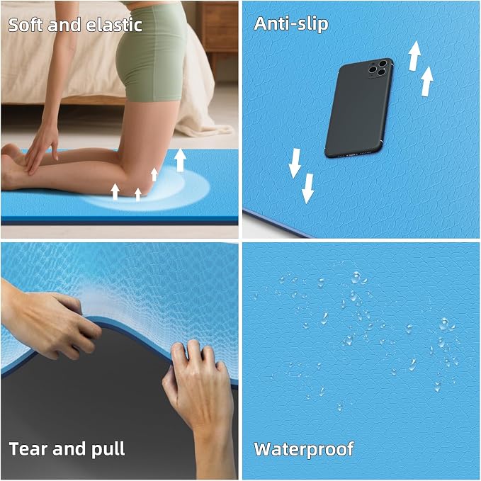 Extra Wide Yoga Mat 76"x40"x10mm TPE Non-Slip Fitness Exercise Mat | Thick 10mm Premium TPE, Extra Large for Pilates, Workout and Home Gym. Ideal for Men and Women