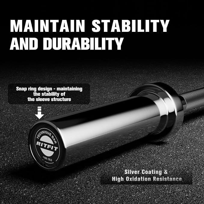 RitFit Barbell Weight Set - 4/6FT Olympic Barbell with Weight Plates (55-115LB Total) - Weightlifting Equipment for Squats, Curls, Deadlifts, Presses, Hip Thrusts