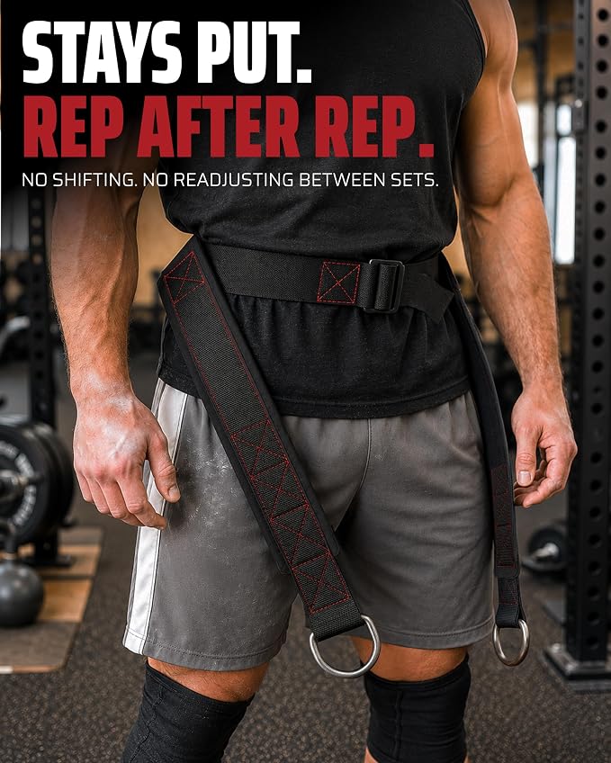 THEFITGUY Original Belt Squat Belt for Rack Attachments & Squat Machines | Structured Back Support, Low-Profile Straps, Stays Low, Moves Clean, Up to 350 lbs, Heavy-Duty