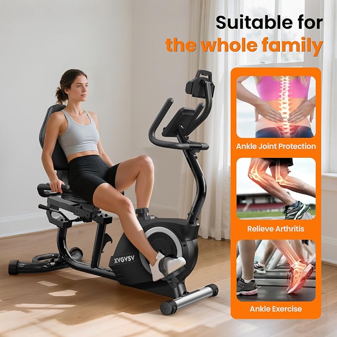 Recumbent Exercise Bike for Home, Recumbent Stationary Bikes for Seniors | Quiet Recumbent Bikes for Seniors & Adults, 16-Level Resistance, Adjustable Seat, Supports 400LB, Pulse Sensors & LCD Display