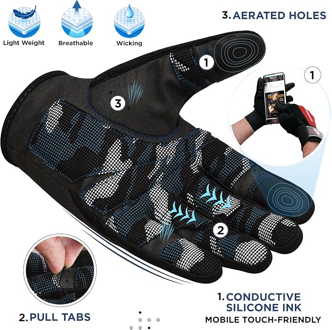 RDX Weight Lifting Gloves with Wrist Support -Touch Screen Full Finger Gym Workout, Breathable Anti Slip Padded Grip, Men Women Fitness Training, Powerlifting Bodybuilding HIIT Exercise Weightlifting