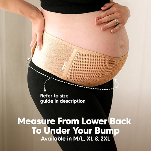 KeaBabies Pregnancy Belly Bands for Pregnant Women,1pk (Classic Ivory, M/L) | Soft, Breathable, Maternity Belly Support Band, Easy Adjustable Maternity Belt for Back, Pelvic Support, Comfortable