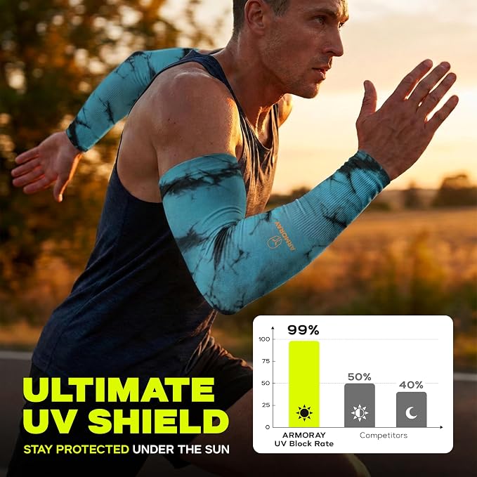 ARMORAY Arm Sleeves for Men and Women - UV Sun Protection Cooling Compression - Tattoo Cover Up Sleeve for Daily Wear & Work