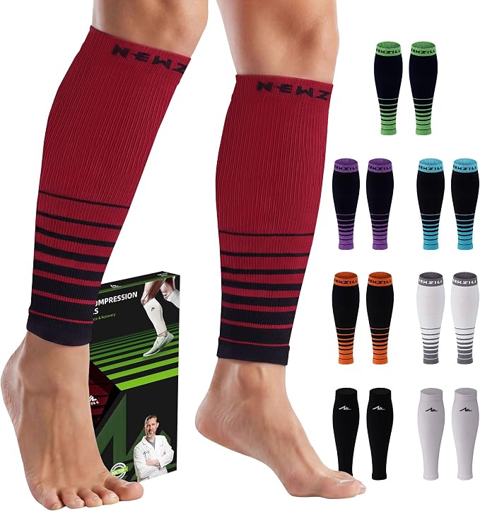 NEWZILL Compression Calf Sleeves (20-30mmHg) for Men & Women Perfect Option to Compression Socks for Running Travel Nursing