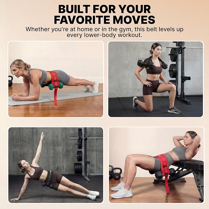 DMoose Fitness Hip Thrust Belt - Dual-Strap Glute Builder for Dumbbells, Plates, Kettlebells (Supports up to 700 lbs) - Comfortable Padded Booty Belt for Home & Gym