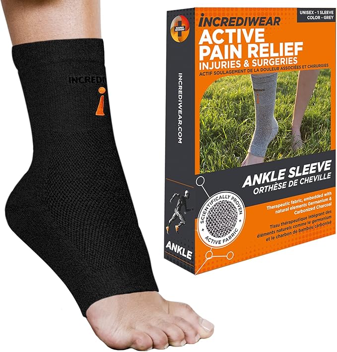 Incrediwear Ankle Sleeve – Infrared Ankle Brace for Women and Men to Support Pain Relief, Swelling, Plantar Fasciitis, Sprains, Achilles, Arthritis (Black, Small/Medium)