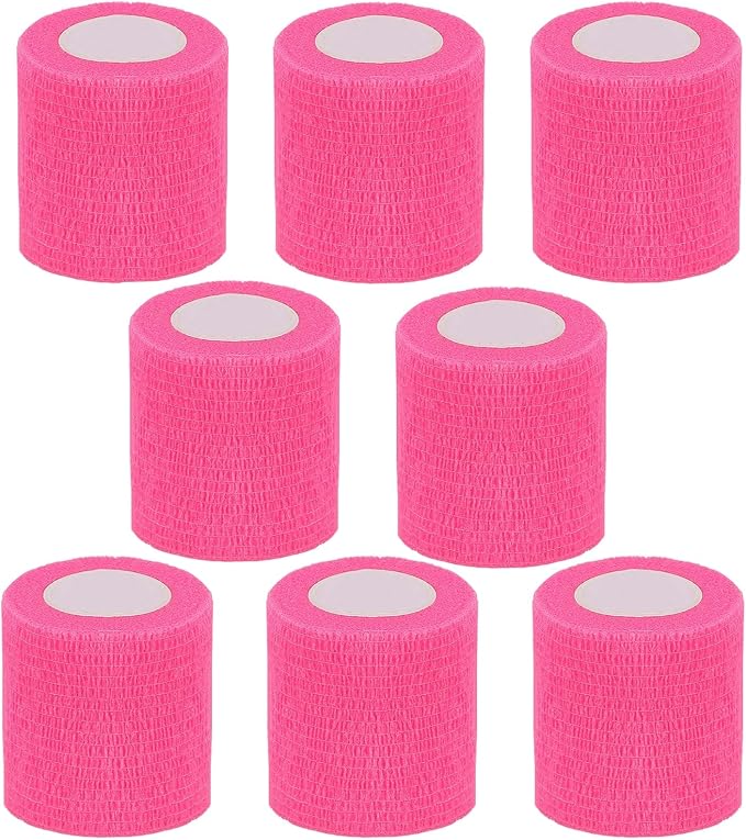 Self Adhesive Bandage Wrap,2" Pink Cohesive Bandages Vet Wrap Sport Tape | CIYAGPOOU 8 Pack Breathable Elastic Bulk for First Aid Supplies, Wrist Sprains Protection