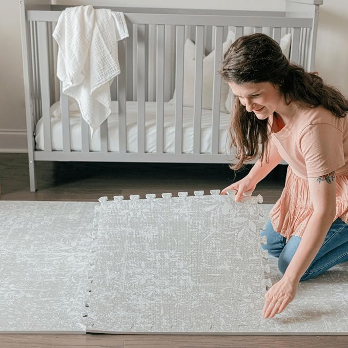 Little Landings Baby Play Mat for Floor - Eden (6x6ft) - Premium EVA Foam Play Mat for Babies & Toddlers (Ages 0-5+) - Non-Toxic Playmat for Tummy Time, Crawling & Playroom - Stylish & Comfortable