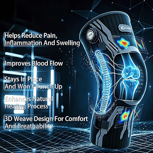 Kuangmi Knob Knee Brace for Pain Relief, Knee Support with Patella Gel Pad & Side Stabilizers, Compression Knee Sleeve for Workout, Arthritis, Joint Pain, Meniscus Tear (Purple Black,Left,X-Large,Single)