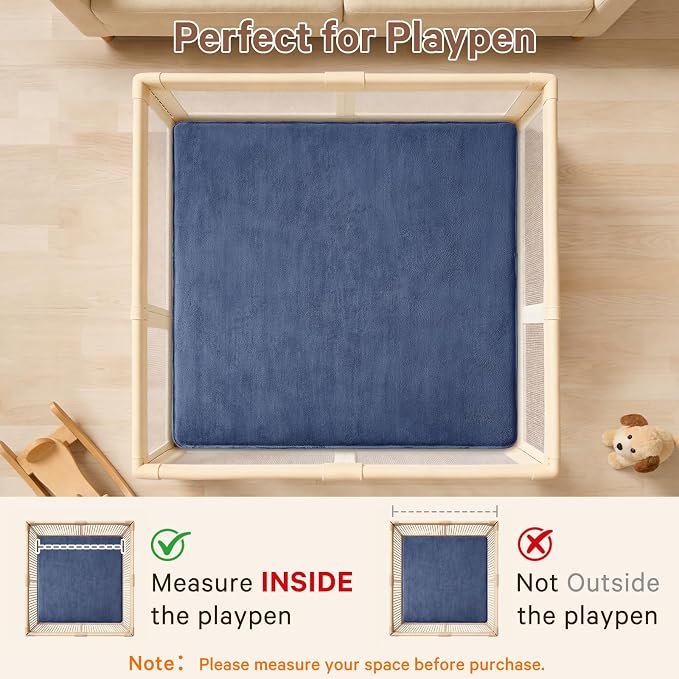 Baby Play Mat for Floor,Ultra Thick Elastic Foam 59"x79" Playmat Tummy Time Muscle Crawling Exercise Activity Cushion Gym Mat Nursery Playroom Area Kids Rug for Babies, Toddlers,Infants,Navy Blue