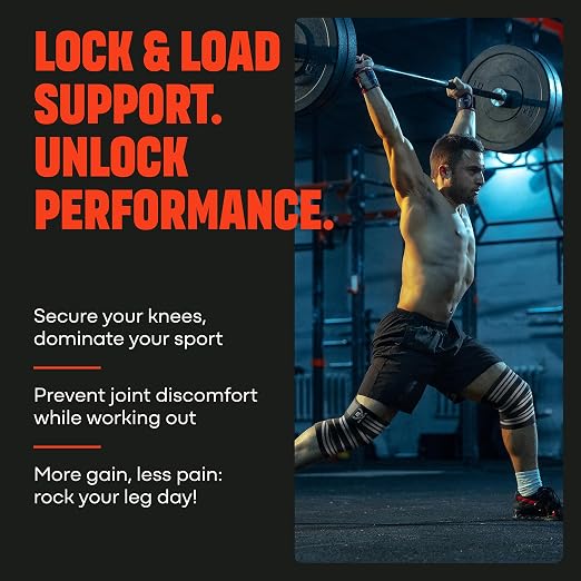 Mava Sports Knee Wraps (Pair) for Men & Women | Ideal for Cross Training, WODs, Gym Workouts, Weightlifting, Fitness & Powerlifting | Knee Straps for Squats | 72" Compression & Elastic Support