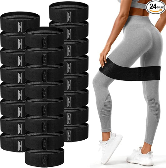 24 Pcs Fabric Resistance Bands for Working Out Strength Exercise Bands for Women Men Resistance Loop for Legs and Butt, Yoga, Pilates, Rehab, Fitness and Home