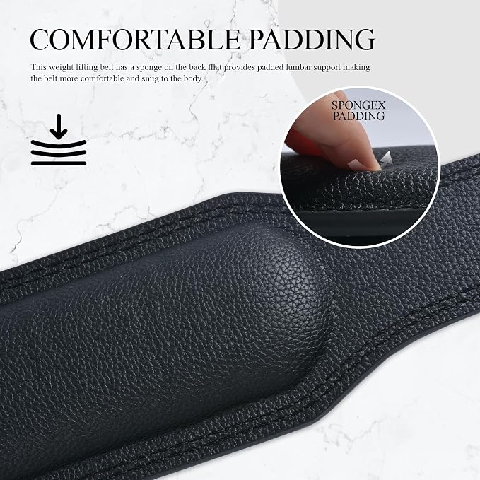 Leather Weightlifting Belt, 10 Adjustable Holes, 4”Width, Double Prong Power Belt for Gym Bodybuilding, weightlifting, powerlifting, squats and deadlifts