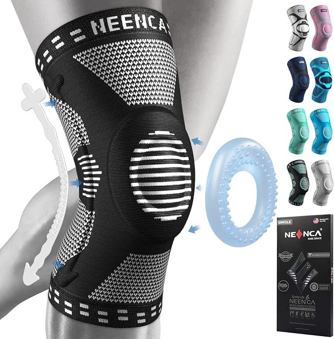 NEENCA Knee Braces for Knee Pain Relief, Compression Knee Sleeves with Patella Gel Pad & Side Stabilizers, Knee Support for Weightlifting, Running, Workout, Arthritis, Meniscus Tear, Men Women. ACE-53 | Patented Patella Gel Pad & Side Stabilizers, Comp...