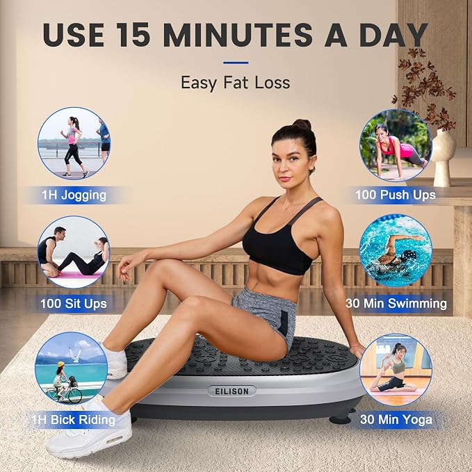 FitMaxx 3D XL Vibration Plate Exercise Machine - Whole Body Workout Vibration Platform w/Loop Bands - Lymphatic Drainage Machine for Weight Loss, Shaping, Recovery