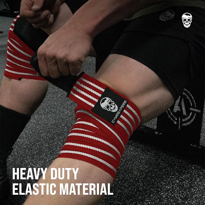 Gymreapers Knee Wraps for Squats and Powerlifting 72 Inch Compression Wraps with Strap for Men & Women Weightlifting Support