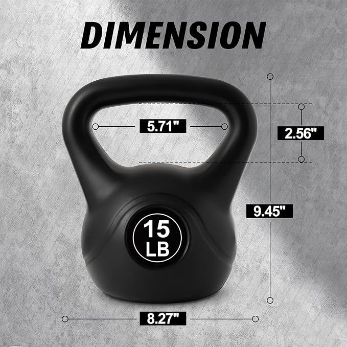 ALTLER Vinyl Plastic Concrete Kettlebell 10-50LBS Safe Strength Training Kettlebell Anti-Slip Grip Weight for Home Workouts and Men/Women/Beginners
