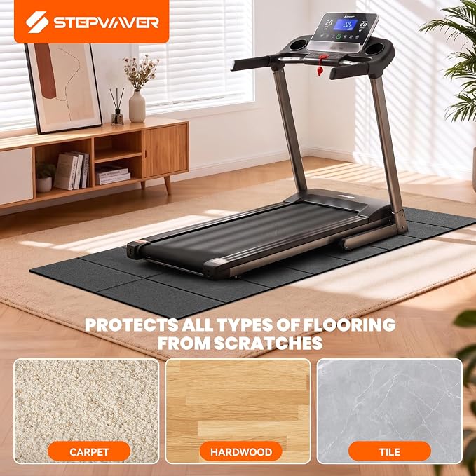 Stepwaver Walking Pad Mat, 71"x32", Treadmill Mat for Hardwood Floors | High Density, 1/4 Thickness, Foldable, Floor Protection for Bike, Elliptical, Treadmill, Walking Pad
