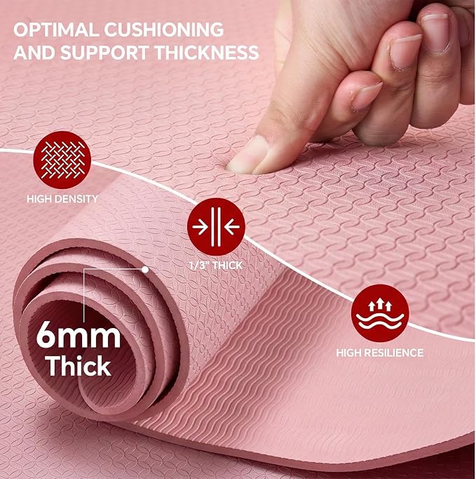 Stepwaver Extra Large Yoga Mat 6'x4'(1/3" & 1/4" Thick), Non-Slip, Ultra Durable, Wide Workout Mat, Wide Exercise Mats for Home Workouts, Yoga, Pilates, Stretching (Barefoot Exercise)