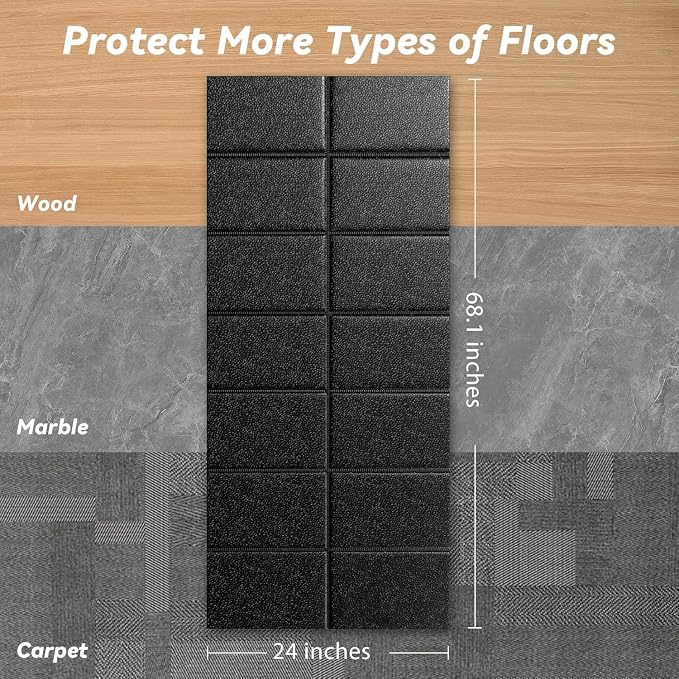 Walking Pad Mat – 68" x 24", 0.2" Thick Treadmill Mat for Carpet Floors | Non-Slip High Density for Bike, Elliptical, Home Gym Use