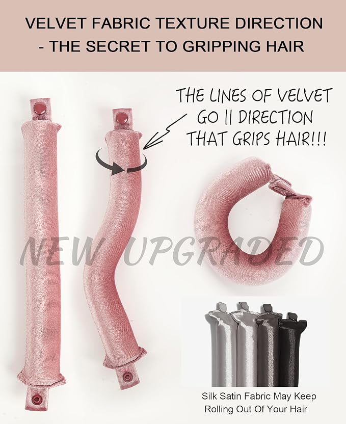Grande Heatless Curls Overnight Rods No Heat Hair Curlers to Sleep in, Jumbo Foam Large Hair Rollers for Long Hair Blowout Look, Heatless Flexible Curling Rod Set with Satin Wrap for Sleeping