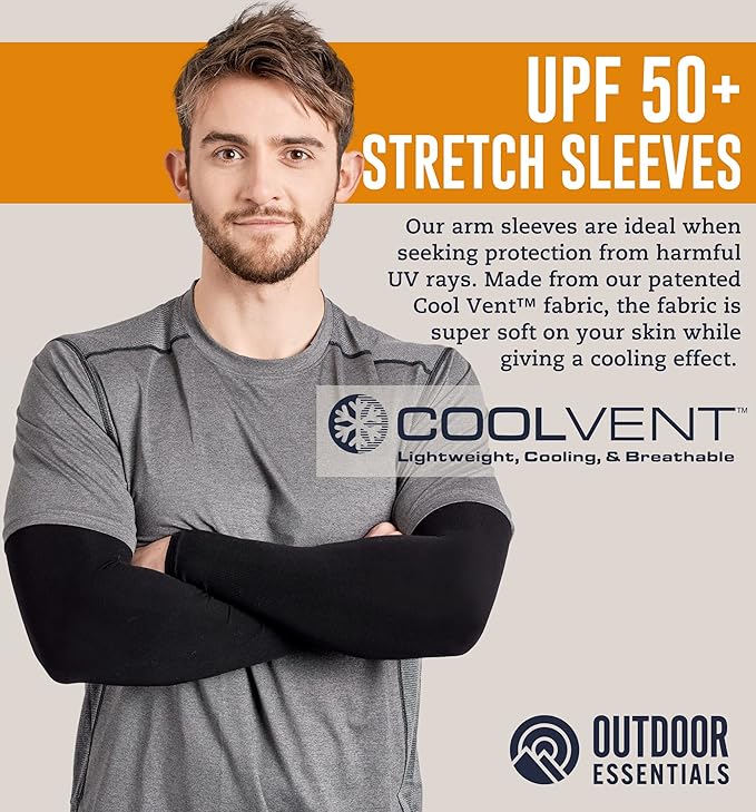 OutdoorEssentials UV Sun Sleeves for Men & Women, Cooling Arm Sleeves UPF 50+ | Golf, Tattoo Cover Up, Sun Protection