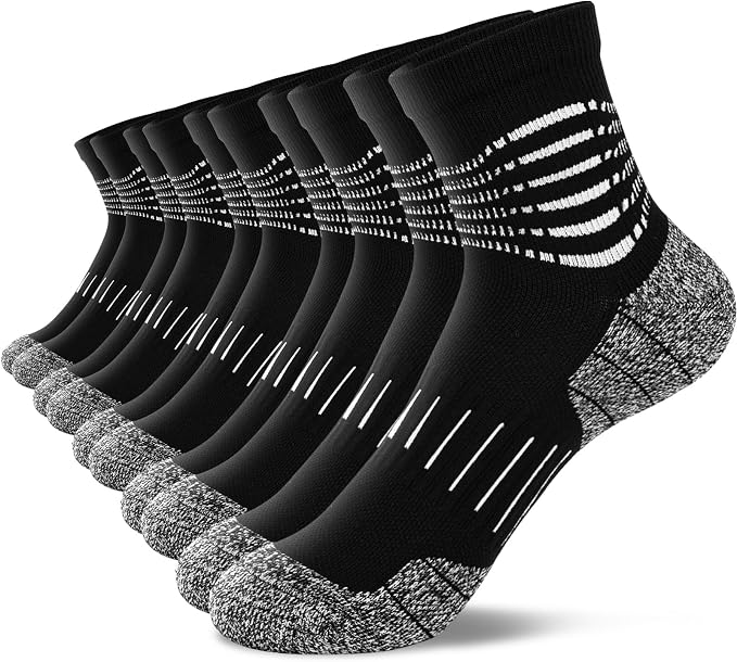 IRAMY Ankle Compression Socks for Women Men Plantar Fasciitis Relief 3/5 Pairs Cushioned Athletic Running Socks