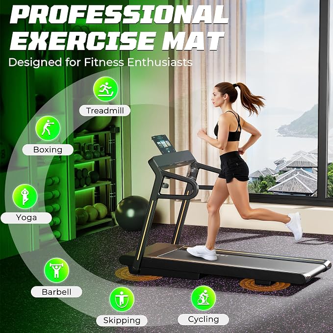 PRAISUN 0.56" Rubber Top Gym Flooring, Heavy Duty Interlocking Gym Mats for Home Gym, Non-Slip Workout Mat, 24 x 24in Large Gym Floor Mat, Protect Floors from Equipment, 48 Sq Ft, Black/Purple