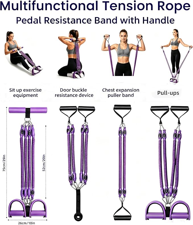 Resistance Band with Handle 100LBS Pedal Resistance Bands for Pilates Yoga Physical Therapy Leg,Abdomen,Waist,Arm,Workout Bands Exercise Resistance Bands Set for Women