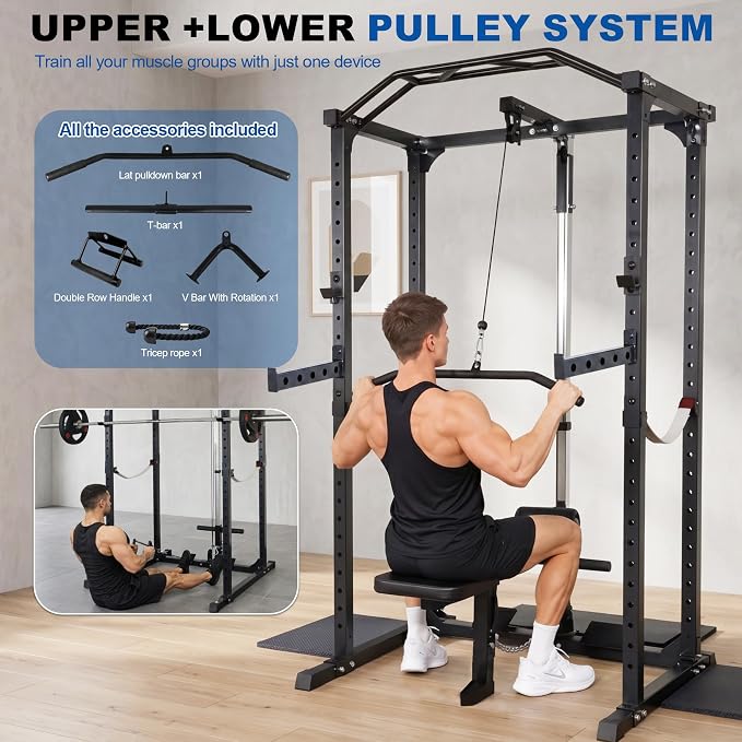 HulkFit Multifunction Heavy-Duty Power Cage Squat Rack, Home Gym,Multiple Sizes and Colors Available