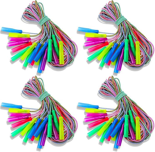 Honoson 80 Pcs Rainbow Jump Rope Bulk Gift for Kids 7.8ft Nylon Stripe Ropes with Handle Adjustable Colorful Party Favor Operation Christmas Item Gift Boxes Outdoor Exercise Fitness (Multicolor)