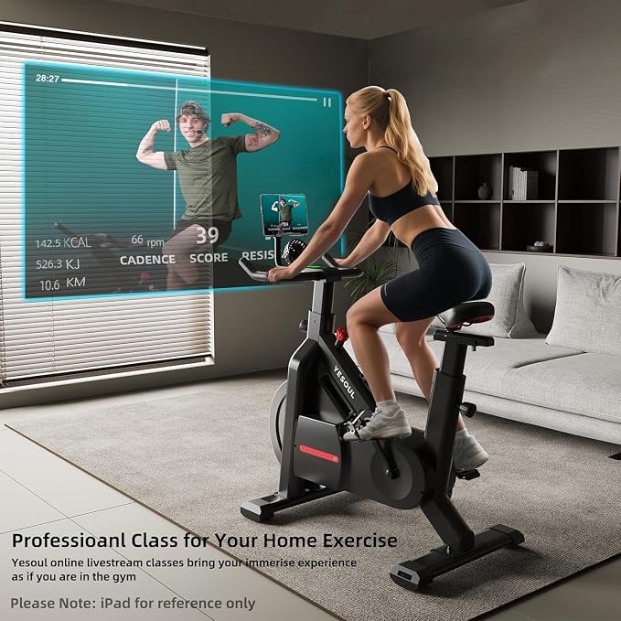 Yesoul Exercise Bike, Stationary Bike for Home with Magnetic Resistance | Smart Bluetooth Tracking, Quiet Magnetic Resistance, Tablet Mount and 350 lb Capacity for Home Gym Cycling Workouts