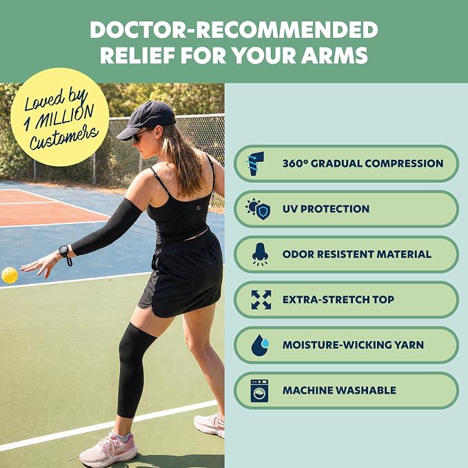 Doctor's Choice Full Arm Compression Sleeve, 10-20 mmHg, Men & Women | Graduated Support, Breathable Moisture-Wicking Fabric, Non-Binding Fit, Ideal for Recovery, Daily Wear, Running & Active Life