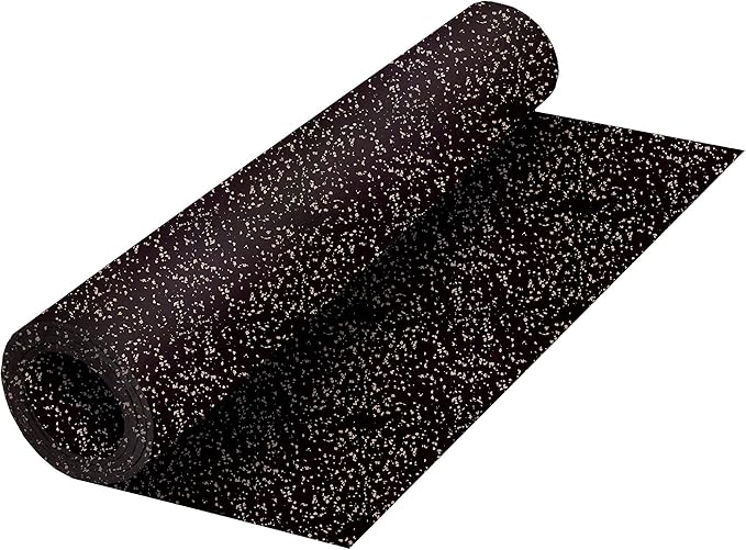 Genaflex Rubber Gym Floor Mat - 8mm Thick - Heavy Duty Commercial Protective Gym Flooring Roll (10% Grey, 4' X 6')