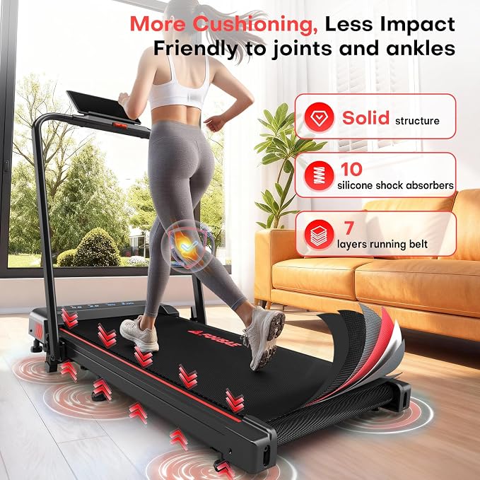 Treadmills for Home, App Compatible, 5 in 1 7.5MPH Foldable Treadmill with 10% Incline, 3.0HP Brushless Drive, 12 HIIT Programs, Full Screen LED Display, Remote Control, 400 LBS Weight Capacity