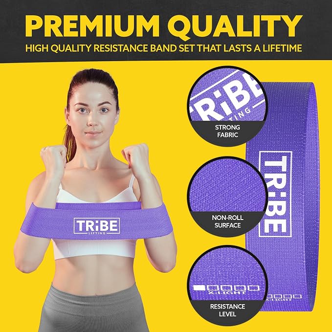 Fabric Resistance Bands for Working Out, 5-Band Set for Legs and Glutes | Booty bands for women and men, 5 resistance levels, for glute activation, hip training, squats, lunges and physical therapy
